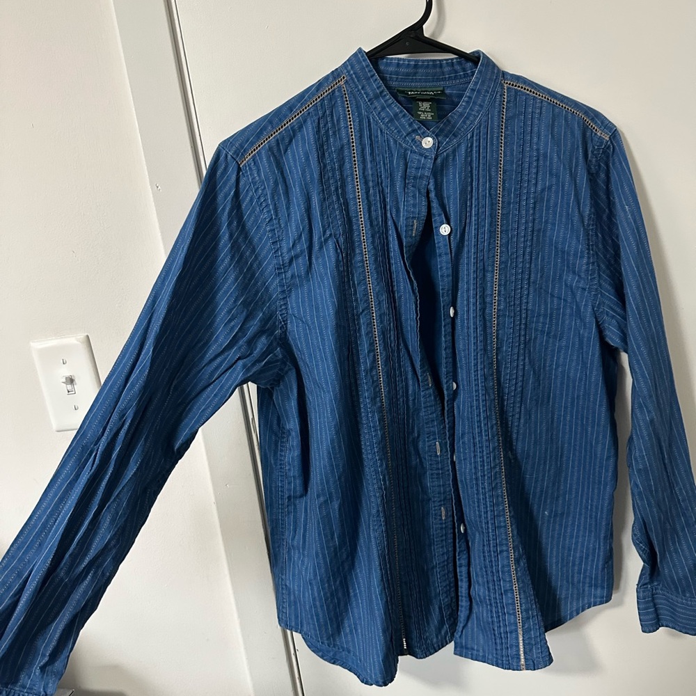 Ralph Lauren- Lauren Jeans Co. Blue Striped Button-Up Shirt